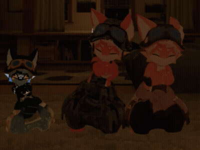 Three Cartoon Characters Are Sitting Next To Each Other On The Floor GIF