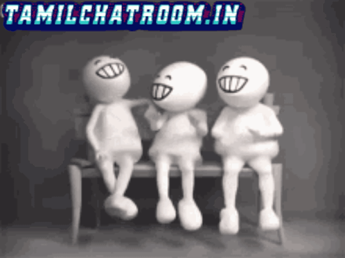 Three Cartoon Characters Are Sitting On A Bench With Tamilchatroom.in Written On The Top GIF