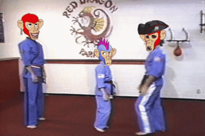 Three Cartoon Characters Are Standing In Front Of A Wall That Says Red Dragon Park GIF