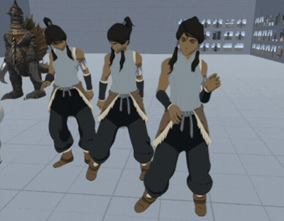 Three Cartoon Characters Are Standing Next To Each Other GIF