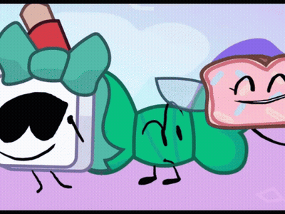 Three Cartoon Characters Are Standing Next To Each Other And One Of Them Has A Bow On Her Head GIF
