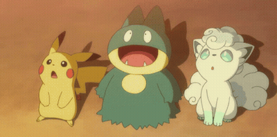 Three Cartoon Characters Are Standing Next To Each Other And One Of Them Has A Surprised Look On His Face GIF