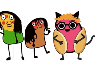 Three Cartoon Characters Are Standing Next To Each Other Including A Cat GIF