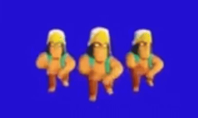 Three Cartoon Characters Are Standing Next To Each Other On A Blue Screen . GIF