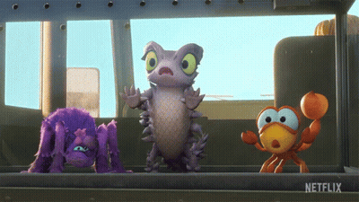 Three Cartoon Characters Are Standing Next To Each Other With A Netflix Logo On The Bottom Right GIF