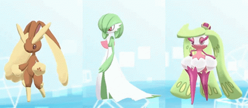 Three Cartoon Characters Are Standing Next To Each Other With One Being A Rabbit GIF