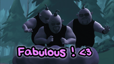 Three Cartoon Characters Are Standing Next To Each Other With The Words Fabulous ! On The Bottom Right GIF