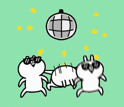 Three Cartoon Characters Dancing Under Disco Ball With Coins GIF