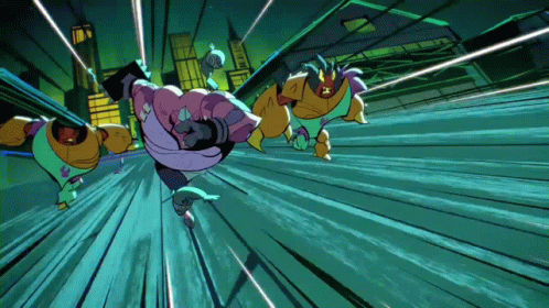 Three Cartoon Characters Flying Through Air GIF