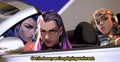 Three Cartoon Characters In A Car Get In Loser We're Playing Valorant GIF