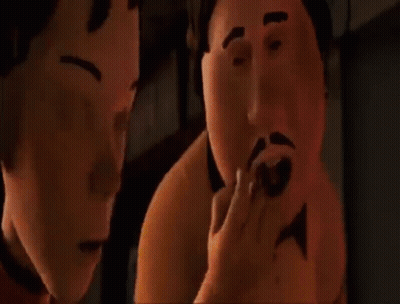 Three Cartoon Characters In Diner GIF