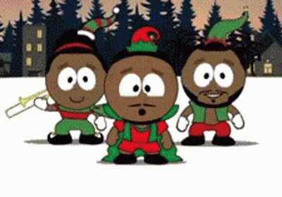 Three Cartoon Characters In Snowy Forest GIF