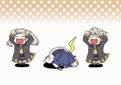 Three Cartoon Characters Laughing, One With Lightning Bolt GIF