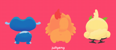Three Cartoon Characters On Pink Background Jullyeny GIF