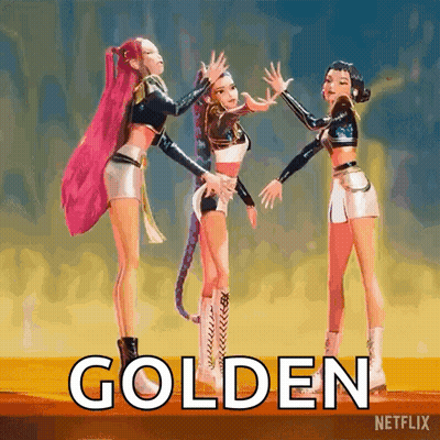 Three Cartoon Characters On Stage With Golden GIF
