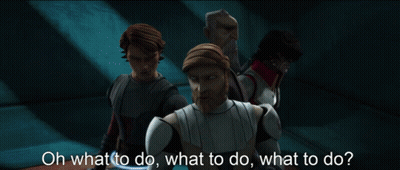 Three Cartoon Characters Saying Oh What To Do GIF