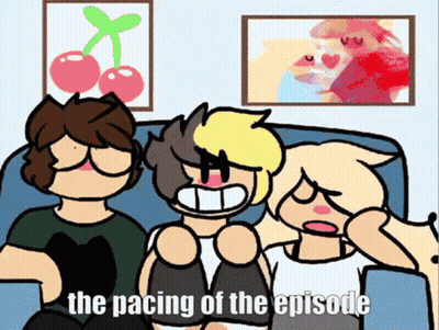Three Cartoon Characters Sitting On Couch GIF