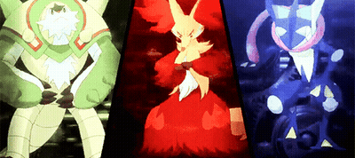 Three Cartoon Characters Standing in a Row