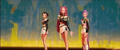 Three Cartoon Characters Standing In Front Of Fire GIF