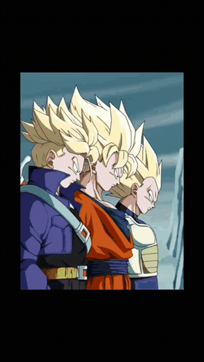 Three Cartoon Characters Standing Next To Each Other In A Line GIF