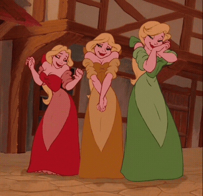 Three Cartoon Characters Standing Together GIF