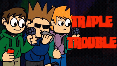 Three Cartoon Characters Triple Trouble Red GIF