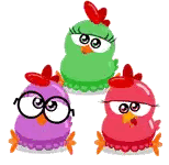 Three Cartoon Chickens With Glasses Standing Sticker