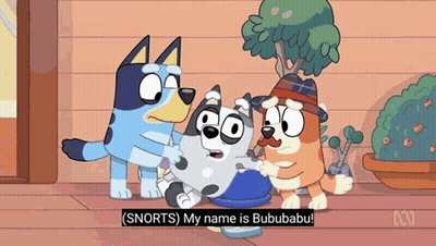 Three Cartoon Dogs Are Standing Next To Each Other And One Of Them Is Saying " Snorts " GIF