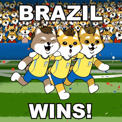 Three Cartoon Dogs Running Brazil Wins GIF