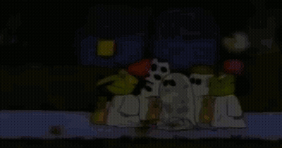 Three Cartoon Ducks In Halloween Costumes GIF