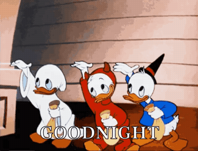 Three Cartoon Ducks Saying Goodnight GIF