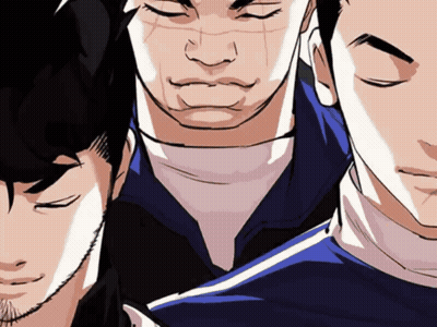Three Cartoon Men With Eyes Closed GIF
