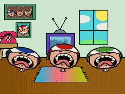 Three Cartoon Mushrooms Crying GIF