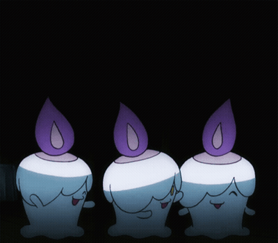 Three Cartoon Purple Candles GIF