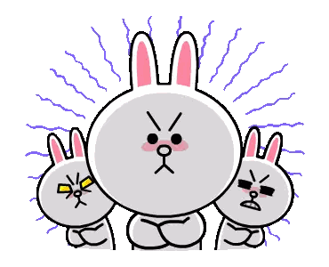 Three Cartoon Rabbits Standing Together Sticker