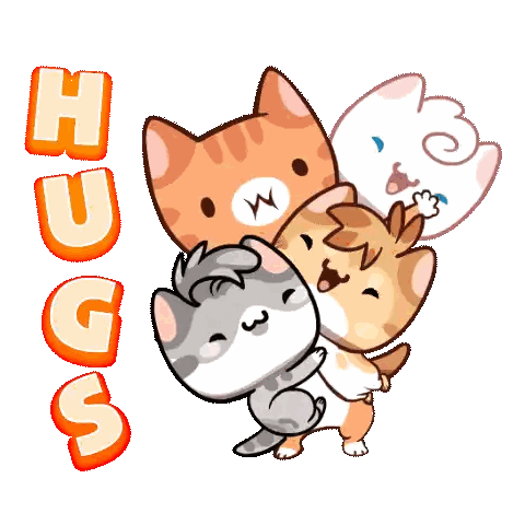 Three Cats Hugging With Hugs Sticker