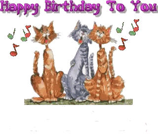Three Cats Singing Happy Birthday To You With Music Notes Sticker