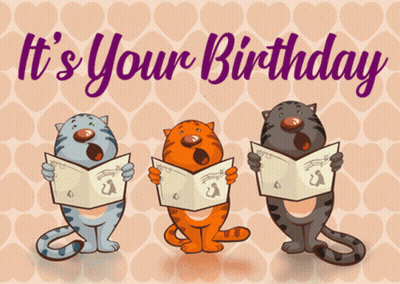 Three Cats Singing It's Your Birthday GIF