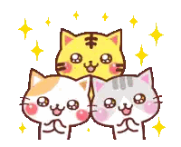 Three Cats Stacked With Yellow Tiger Sticker
