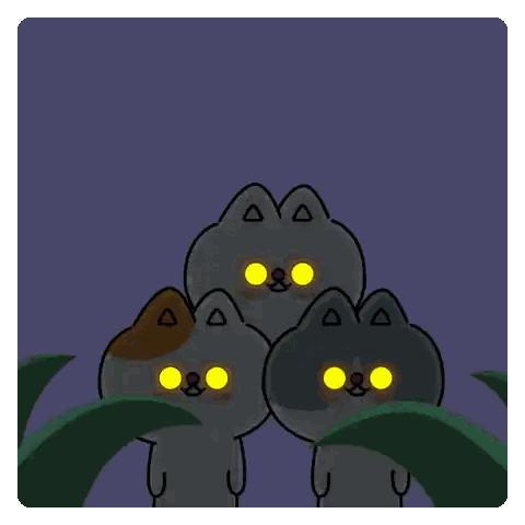 Three Cats With Yellow Eyes And Lightning Bolt Sticker