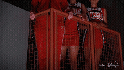 Three Cheerleaders In Red WMHS Uniforms GIF