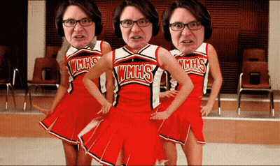 Three Cheerleaders In WMHS Uniforms GIF