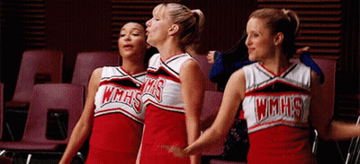 Three Cheerleaders In WMHS Uniforms GIF