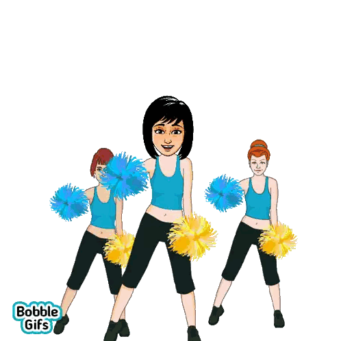 Three Cheerleaders With Bobble Gifs Sticker