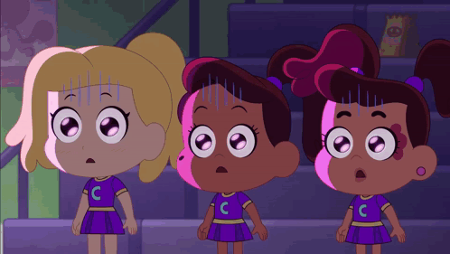 Three Cheerleaders With Letter C On Shirts GIF