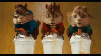Three Chipmunks Are Drinking Milkshakes With Straws GIF