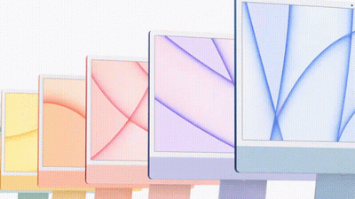 Three Different Colored Computer Monitors GIF