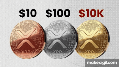 Three Different Colored XRP Coins Lined Up GIF