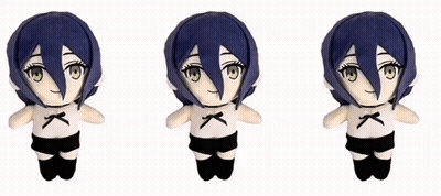Three Dolls With Blue Hair And Green Eyes GIF