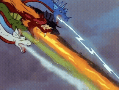 Three Dragons Flying, One Shooting Fire GIF